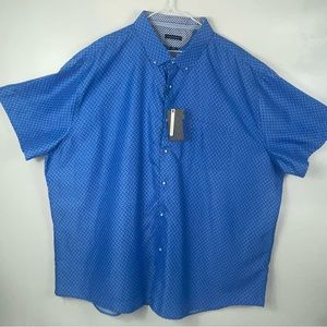 interaffair brand blue mens short sleeve camp‎ shirt 4XL nwt.